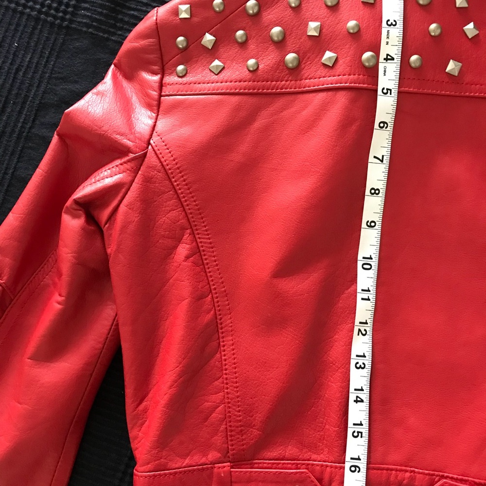 Red rock genuine leather jacket with tacks. - Picture 7 of 8